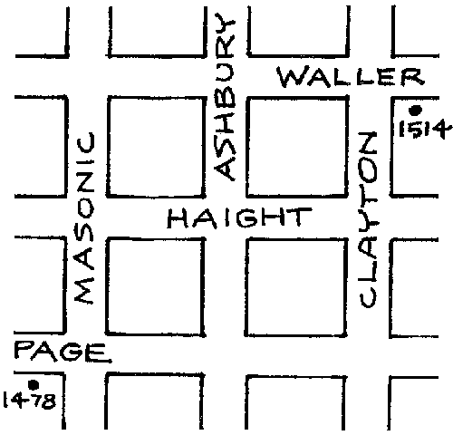 Map Indicating Trees at 1514 Waller and 1478 Page
